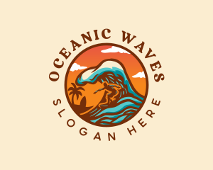 Surfing Ocean Beach logo design