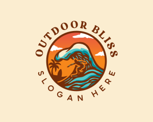 Surfing Ocean Beach logo design