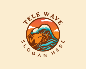 Surfing Ocean Beach logo design