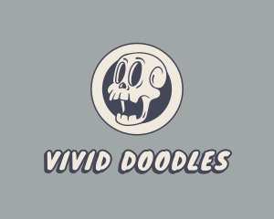 Retro Cartoon Skull logo design