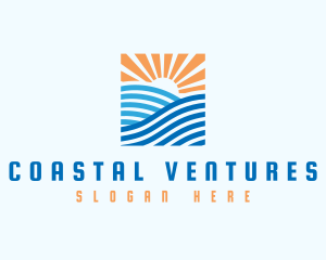 Ocean Wave Sun logo design