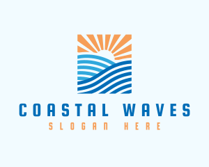 Ocean Wave Sun logo design