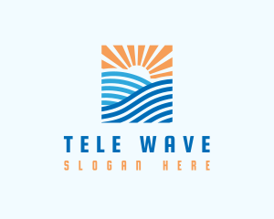 Ocean Wave Sun logo design