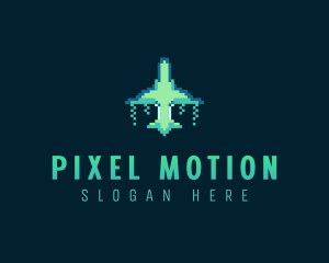 Pixelated Game Spacecraft logo design