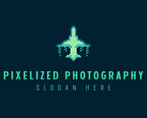 Pixelated Game Spacecraft logo design