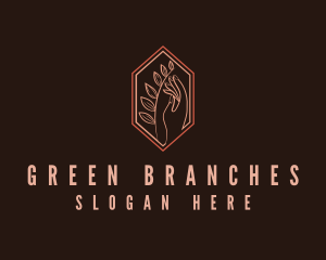 Hexagon Hand Branch logo design