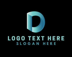 Modern Tech 3d Gradient Letter D logo