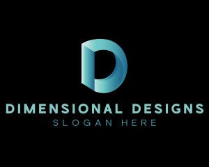 Modern Tech 3d Gradient Letter D logo design