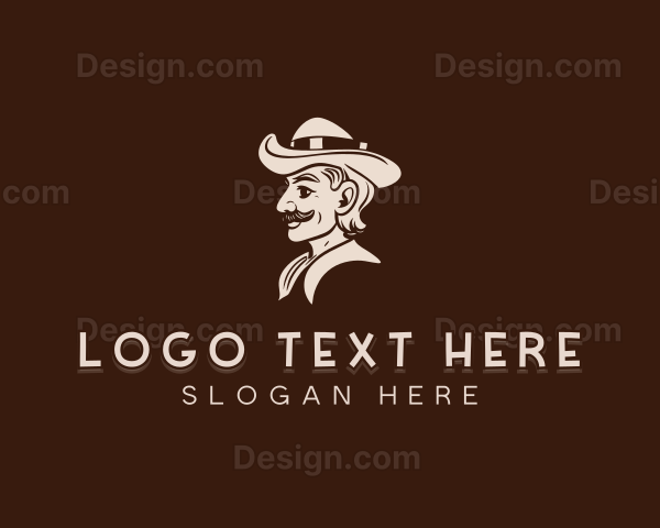 Male Cowboy Mustache Logo