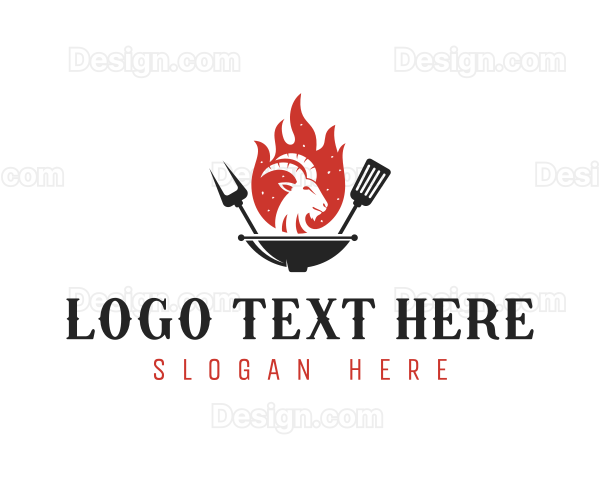 Flame Goat Barbecue Grill Logo