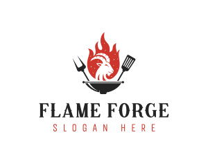 Flame Goat Barbecue Grill logo design