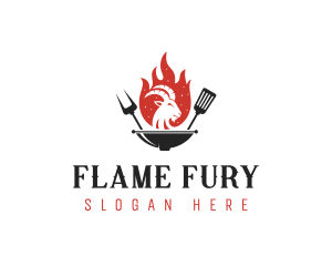 Flame Goat Barbecue Grill logo design