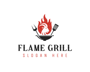 Flame Goat Barbecue Grill logo design