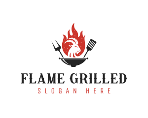 Flame Goat Barbecue Grill logo design