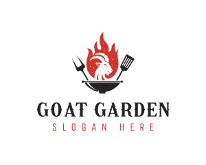 Flame Goat Barbecue Grill logo design