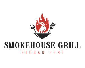 Flame Goat Barbecue Grill logo design