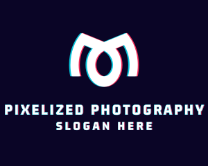 Cyber Anaglyph Letter M logo