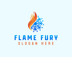 Snowflake Fire Flame logo design