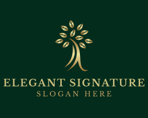 Golden Elegant Tree logo design