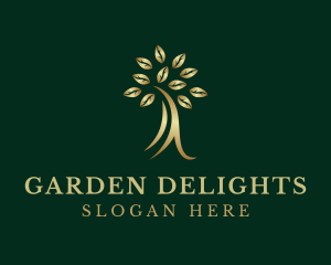 Golden Elegant Tree logo design