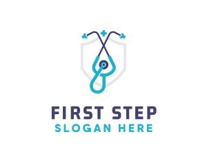 Stethoscope Medical Protection logo design