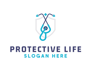 Stethoscope Medical Protection logo design