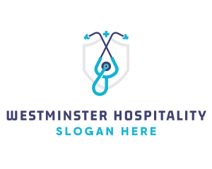 Stethoscope Medical Protection logo design