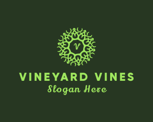 Vine Wreath Flower Garland logo design