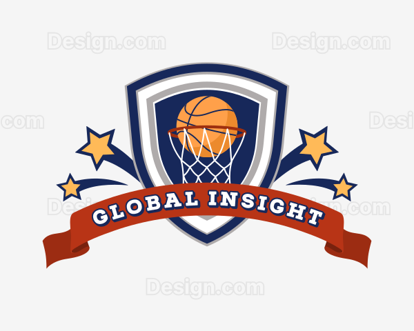 Basketball Sports Shield Logo