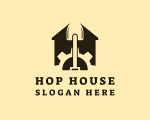 House Cog Shovel logo design