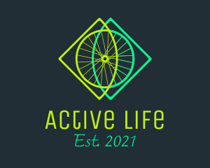 Neon Bicycle Wheel logo design