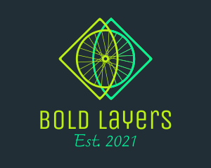 Neon Bicycle Wheel logo design