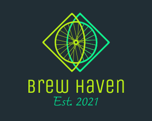 Neon Bicycle Wheel logo design