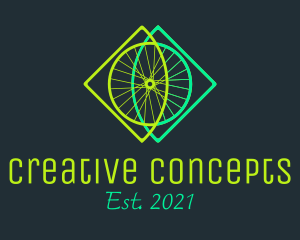 Neon Bicycle Wheel logo design