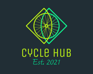 Neon Bicycle Wheel logo design