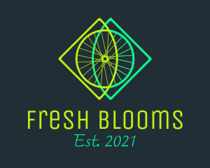 Neon Bicycle Wheel logo design