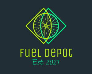 Neon Bicycle Wheel logo design