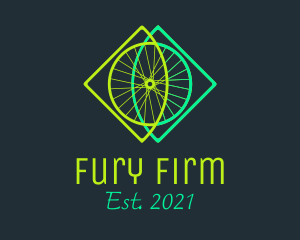 Neon Bicycle Wheel logo design