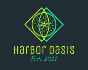 Neon Bicycle Wheel logo design