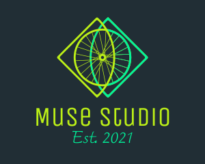 Neon Bicycle Wheel logo design