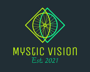 Neon Bicycle Wheel logo design