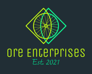 Neon Bicycle Wheel logo design