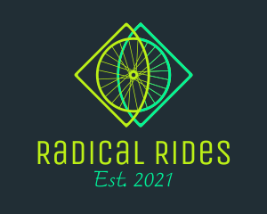 Neon Bicycle Wheel logo design