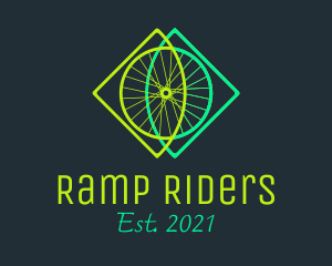 Neon Bicycle Wheel logo design