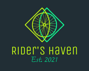 Neon Bicycle Wheel logo design