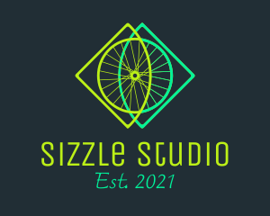 Neon Bicycle Wheel logo design