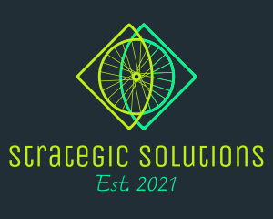 Neon Bicycle Wheel logo design