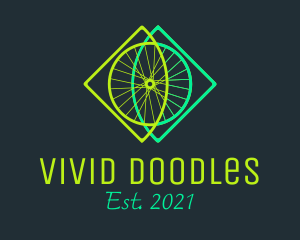 Neon Bicycle Wheel logo design