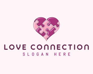 Heart Love Puzzle logo design