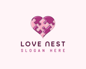 Heart Love Puzzle logo design